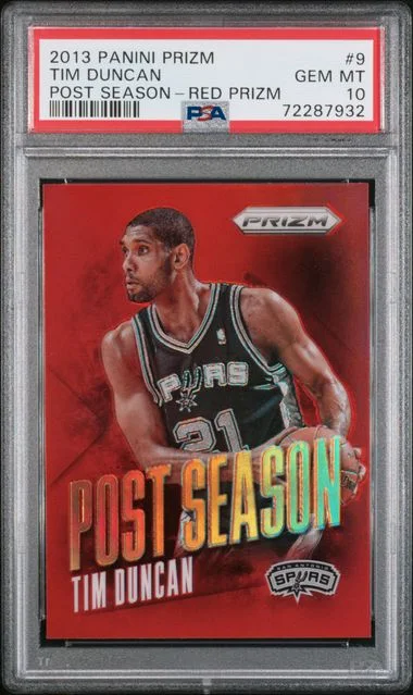 2013-14 Panini Prizm Tim Duncan Post Season Red Prizm #9 card image