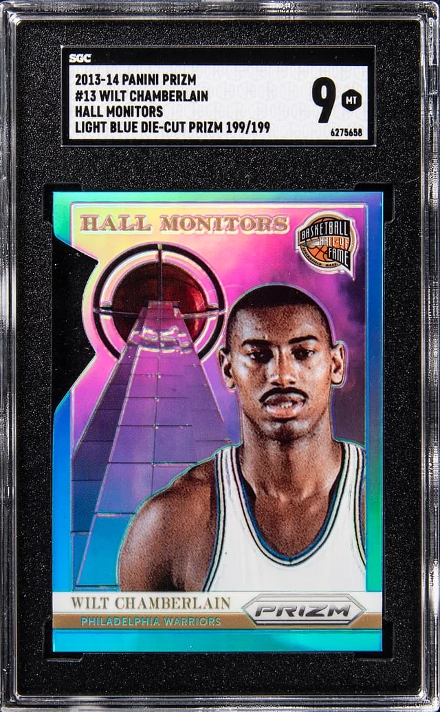 2013-14 Panini Prizm Wilt Chamberlain Hall Monitors Light Blue Die Cut #13 card image