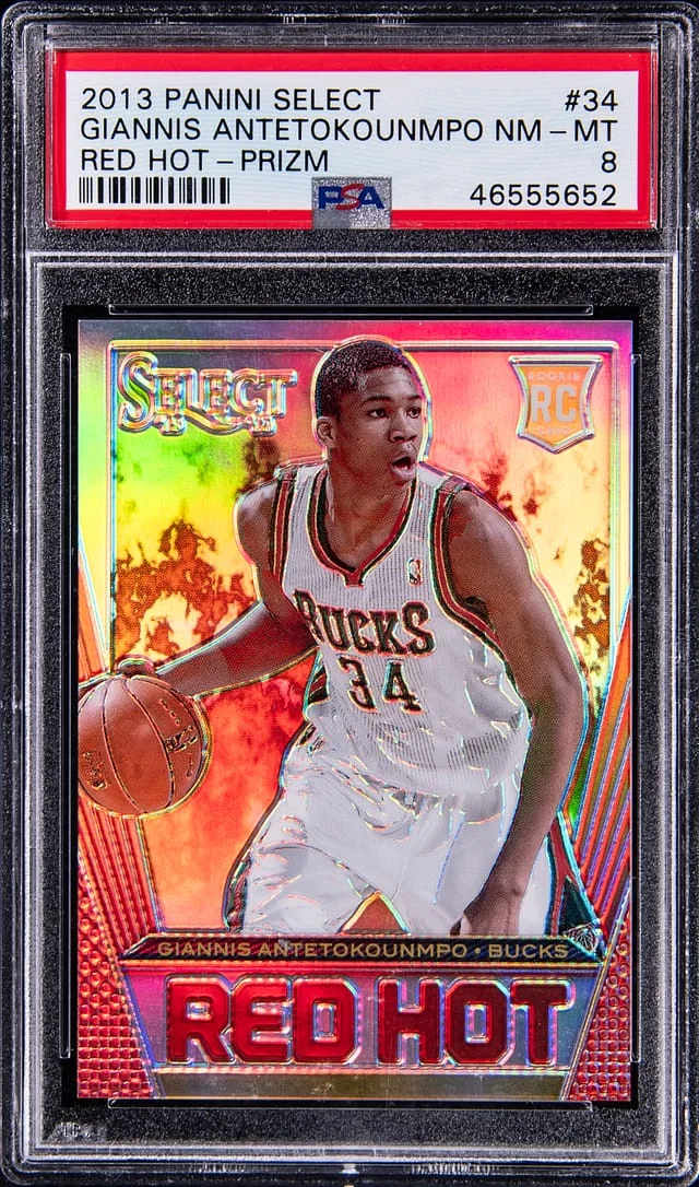 2013-14 Panini Select Giannis Antetokounmpo Red Hot Silver Prizm #34 card image