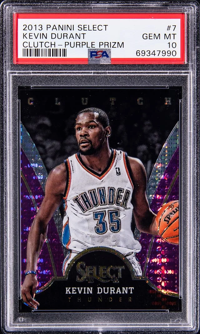 2013-14 Panini Select Kevin Durant Clutch Purple Prizm #7 card image