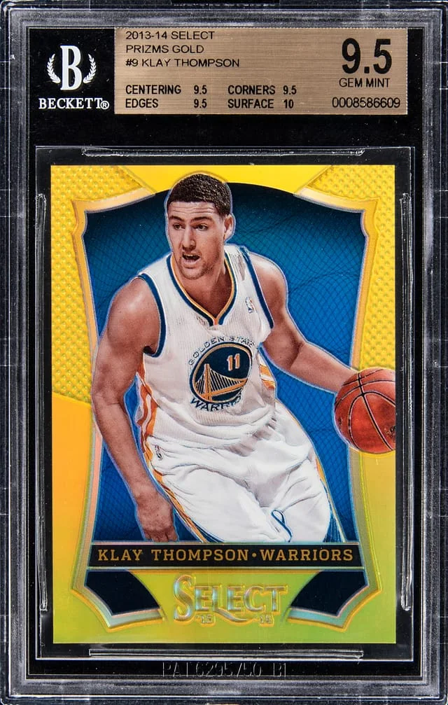 2013-14 Panini Select Klay Thompson Gold Prizm #9 card image