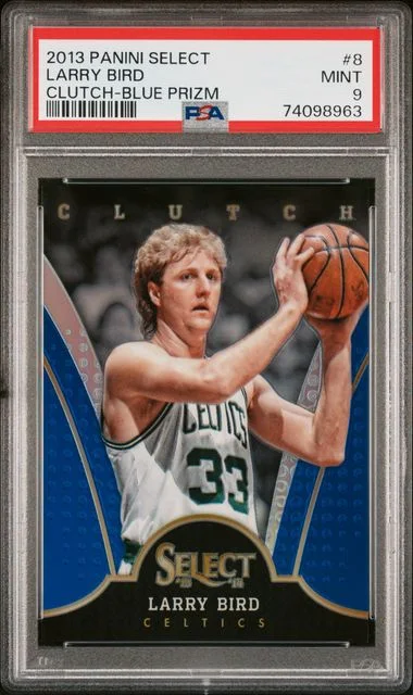 2013-14 Panini Select Larry Bird Clutch Blue Prizm #8 card image