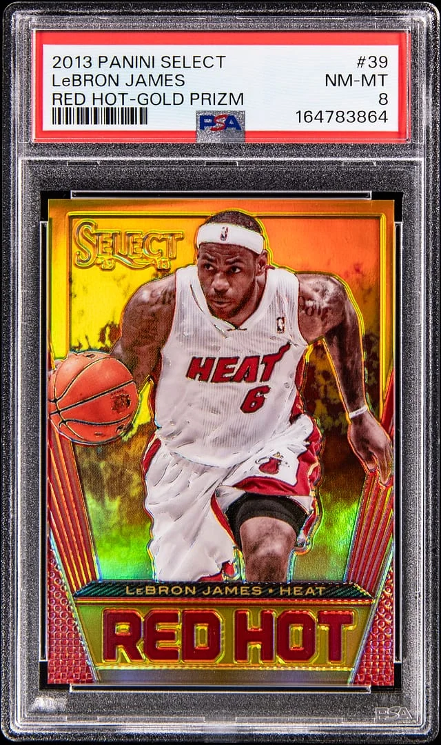 2013-14 Panini Select LeBron James Red Hot Gold Prizm #39 card image