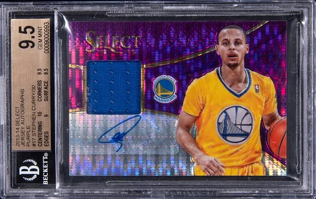 2013-14 Panini Select Stephen Curry Jersey Autograph Purple #17 card image