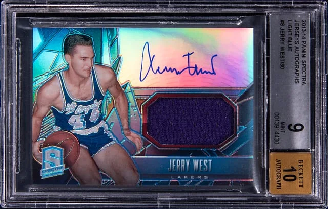 2013-14 Panini Spectra Jerry West Jerseys Autographs Light Blue #8 card image