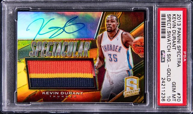 2013-14 Panini Spectra Kevin Durant Spectra Swatch Signature Gold #70 card image