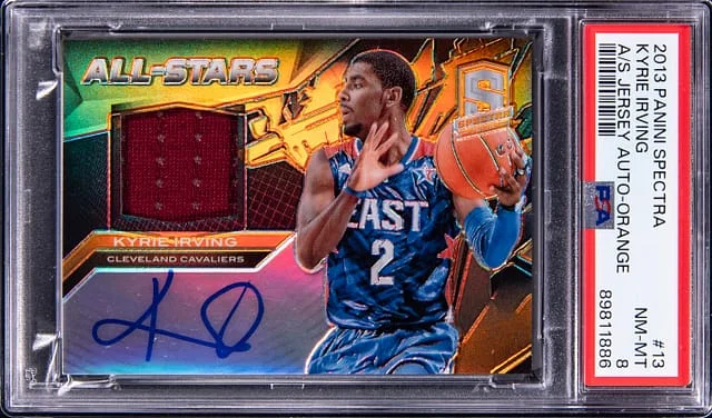 2013-14 Panini Spectra Kyrie Irving All-Stars Jersey Autograph Orange #13 card image
