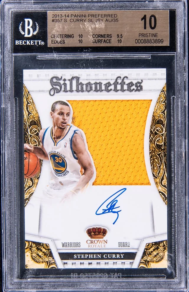 2013-14 Panini Stephen Curry Preferred Silhouettes Jersey Autograph #357 card image
