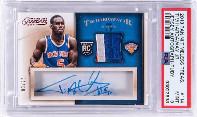 2013-14 Panini Tim Hardaway Jr. Timeless Treasures Jersey Autograph Ruby #114 card image