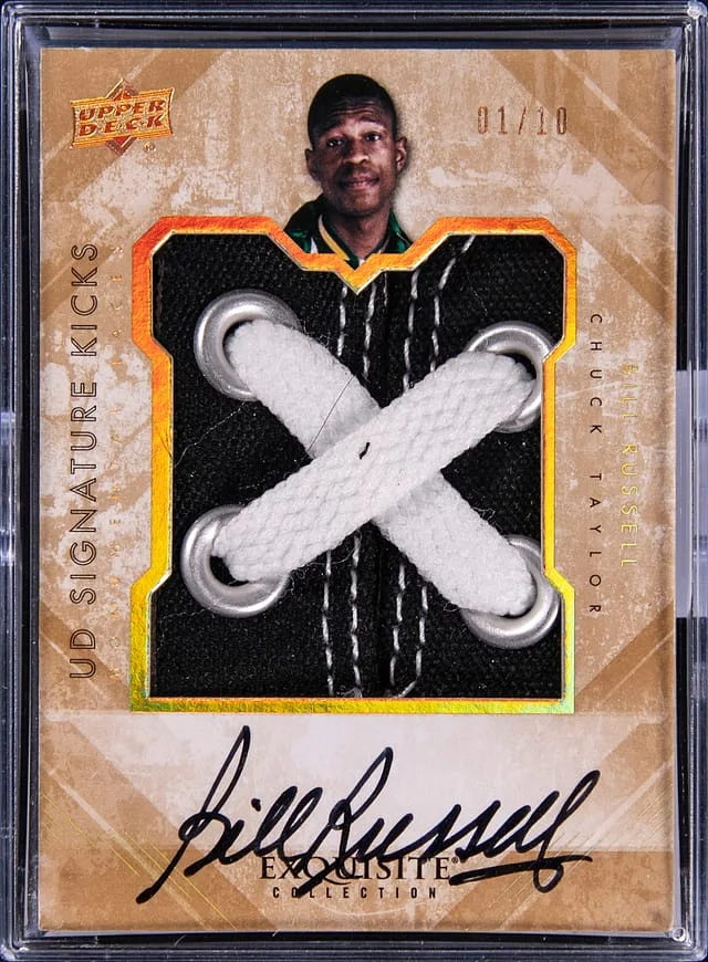 2013-14 Upper Deck Exquisite Collection Bill Russell Signature Kicks Monumental Laces #ML-BR card image