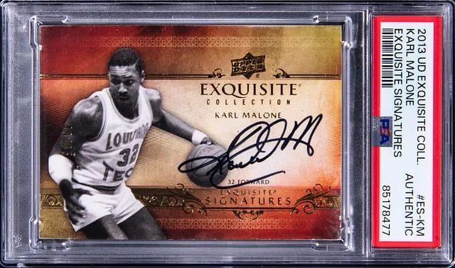 2013-14 Upper Deck Exquisite Collection Karl Malone Exquisite Signatures #ES-KM card image
