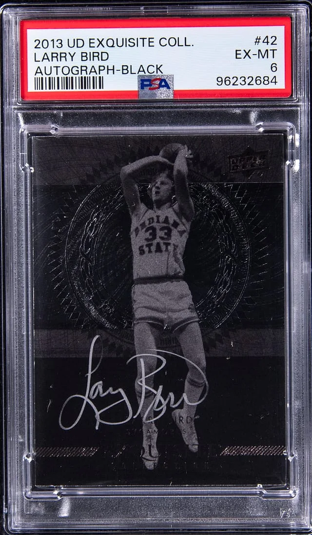 2013-14 Upper Deck Exquisite Collection Larry Bird Autograph Black #42 card image