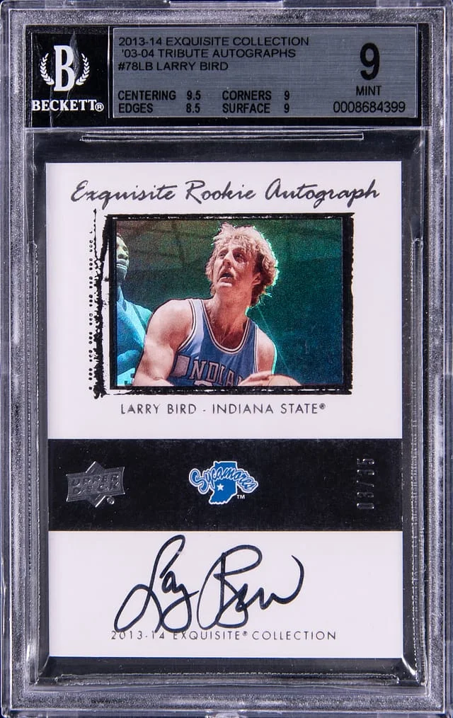 2013-14 Upper Deck Exquisite Collection Larry Bird 03-'04 Tribute Autographs #78-LB card image