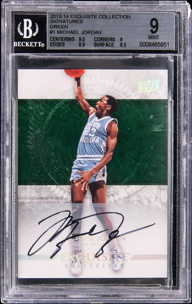 2013-14 Upper Deck Exquisite Collection Michael Jordan Signatures Green #1 card image
