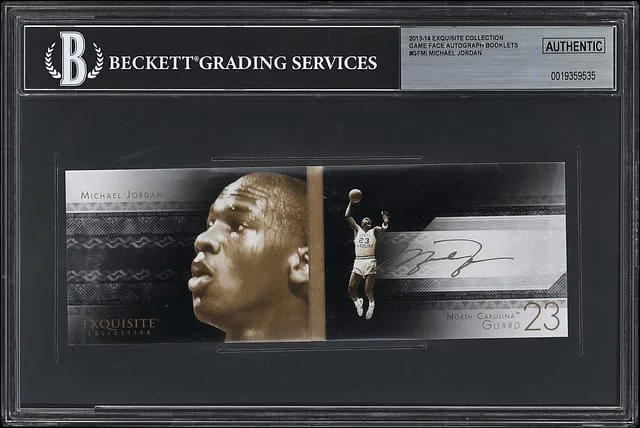 2013-14 Upper Deck Exquisite Collection Michael Jordan Game Face Autograph Booklets #GF-MI card image