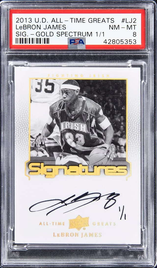 2013-14 Upper Deck LeBron James All-Time Greats Signatures Gold Spectrum #ATG-LJ2 card image