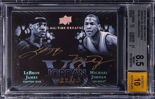 2013-14 Upper Deck LeBron James/Michael Jordan All-Time Greats Jordan VS. Signatures #JVS-LJ card image