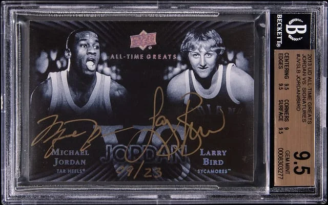 2013-14 Upper Deck Michael Jordan/Larry Bird All-Time Greats Jordan vs. Signatures #JVS-LB card image