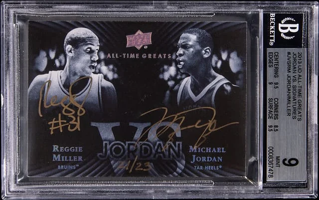 2013-14 Upper Deck Michael Jordan/Reggie Miller All-Time Greats Jordan Vs. Signatures #JVS-RM card image