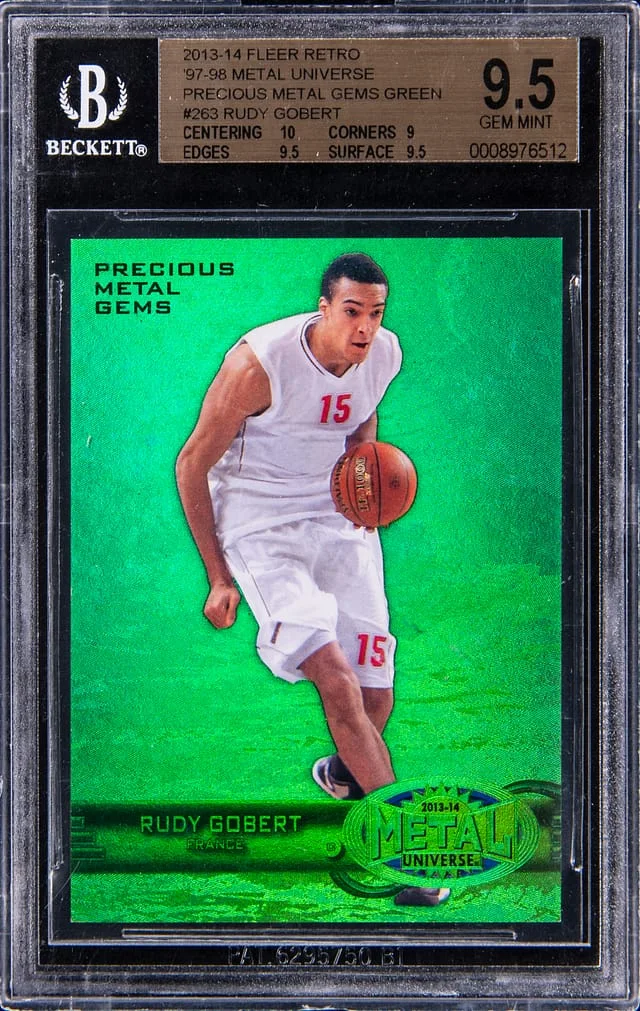 2013-14 Upper Deck Rudy Gobert Fleer Retro '97-98 Metal Universe Precious Metal Gems (PMG) Green #263 card image