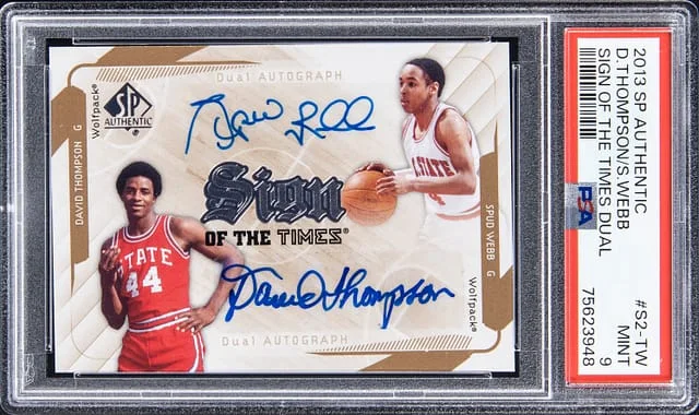 2013-14 Upper Deck SP Authentic David Thompson/Spud Webb Sign Of The Times Dual #S2-TW card image