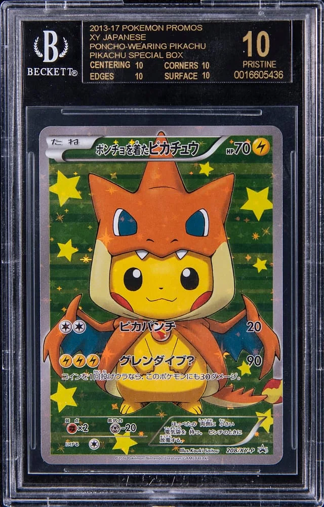 2013-17 Pokemon Japanese X/Y Black Star Promo Mega Charizard Y Poncho-Wearing Pikachu Special Box Poncho-Wearing Pikachu (Charizard) #208 card image
