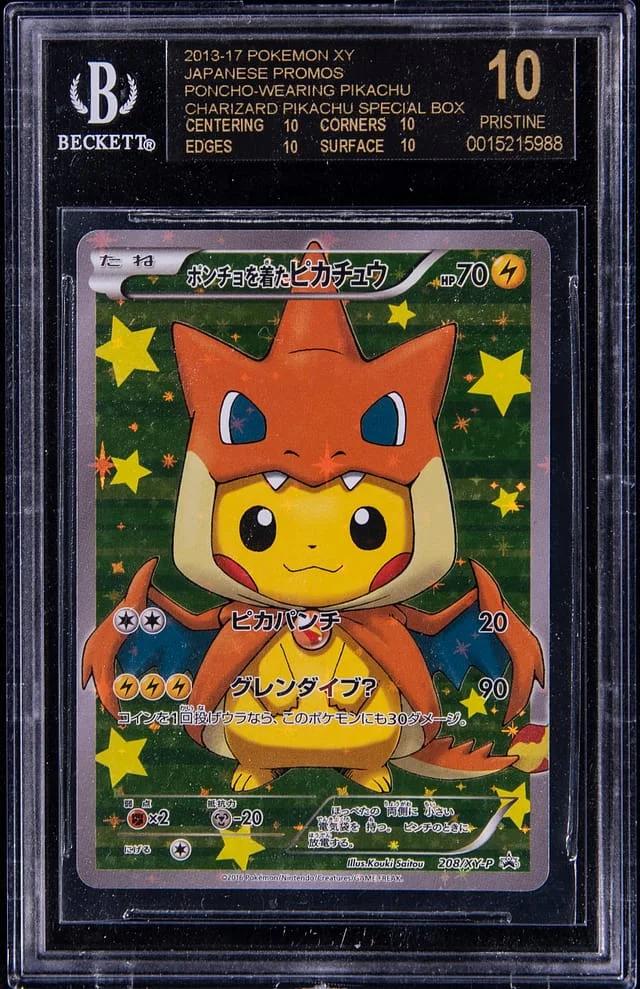 2013-17 Pokemon Japanese XY Mega Charizard Y Special Box Full Art Holofoil Poncho-Wearing Pikachu #208 card image