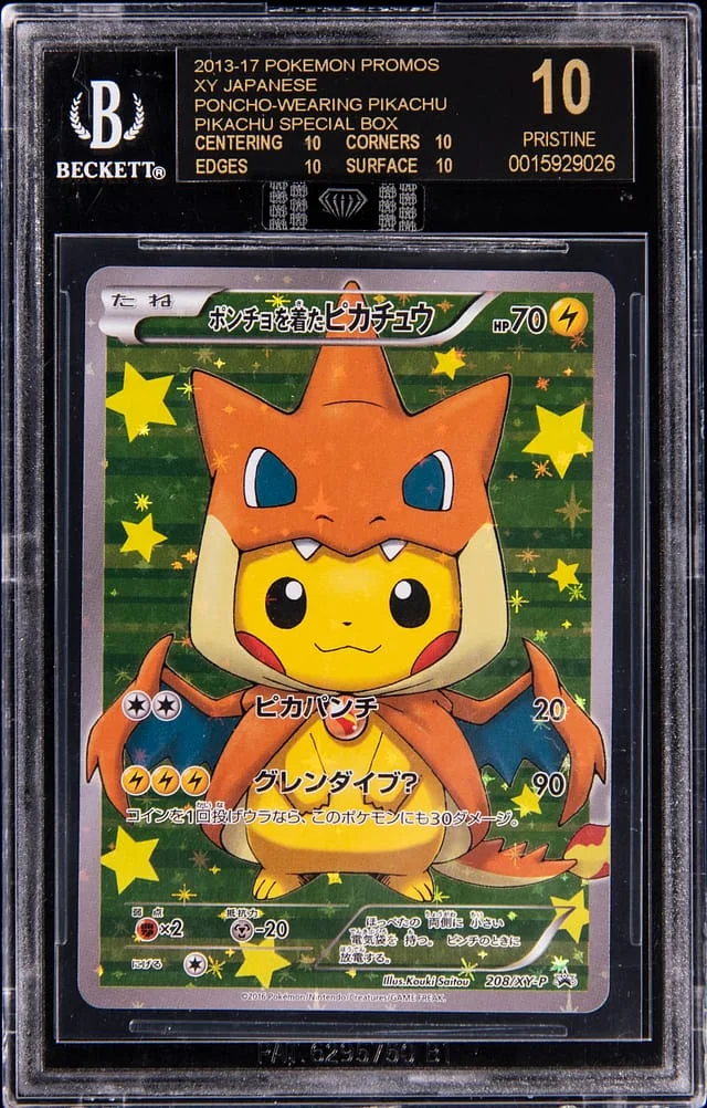 2013-17 Pokemon Japanese XY Special Box Promo Mega Charizard Y Poncho-Wearing Pikachu #208 card image