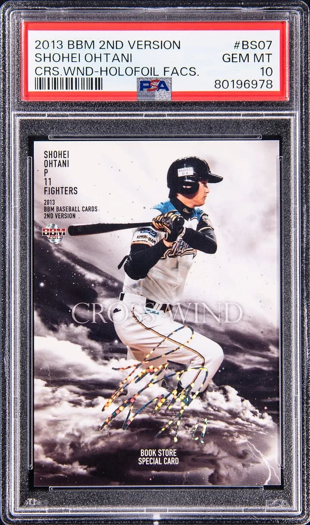 2013 BBM 2nd Version Cross Wind Holofoil Facsimile Shohei Ohtani #BS07 card image