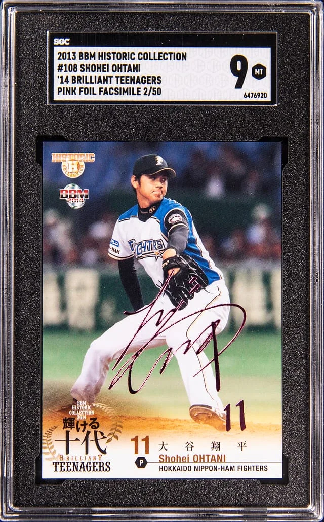 2013 BBM Historic Collection '14 Brillant Teenagers Pink Foil Facsimile Shohei Ohtani #108 card image
