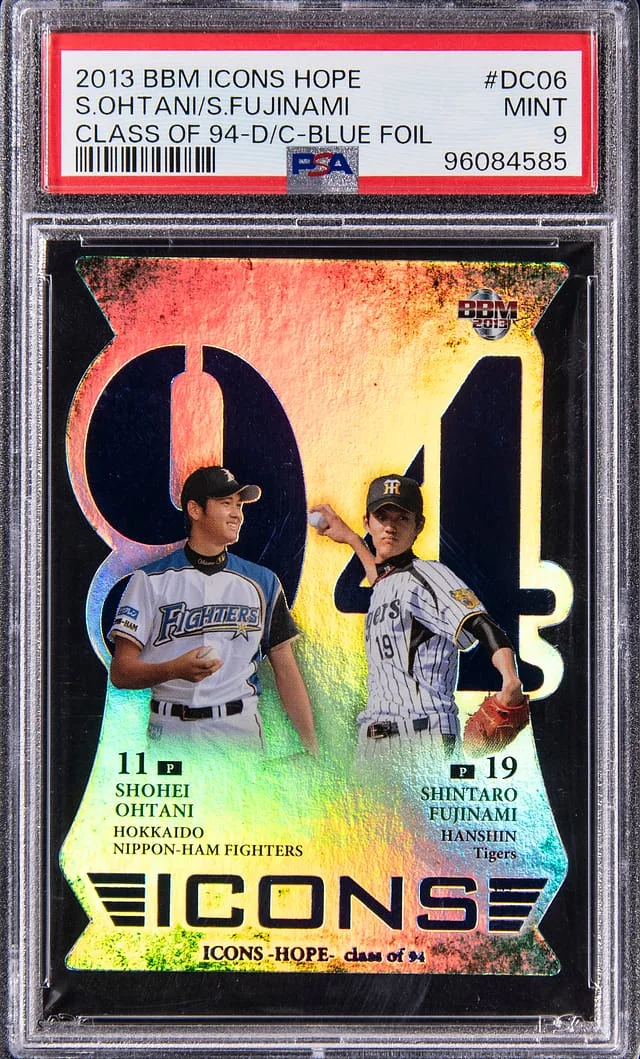 2013 BBM Icons Hope Class of '94 Die-Cut Blue Foil Shohei Ohtani/Shintaro Fujinami #DC06 card image