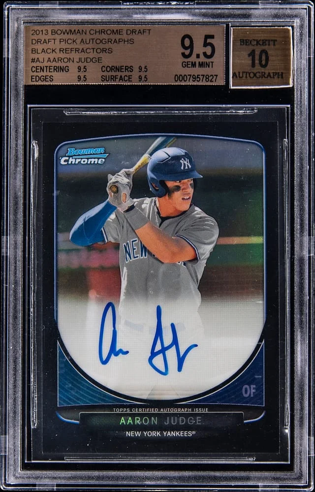 2013 Bowman Chrome Aaron Judge Pick Autographs Black Refractor #CPA-AJ card image
