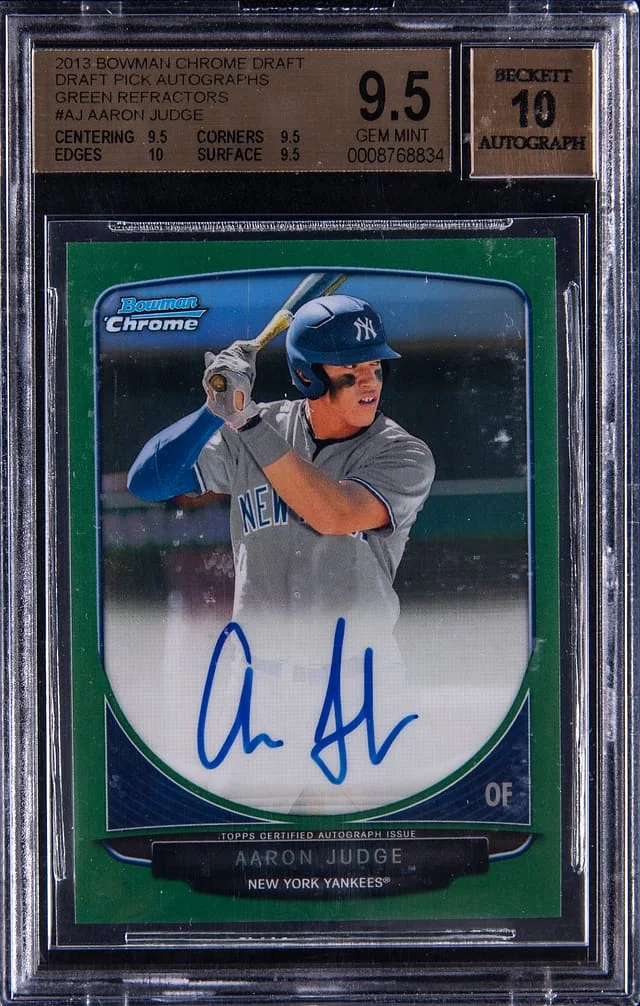 2013 Bowman Chrome Draft Aaron Judge Pick Autographs Gold Refractor #BCA-AJ card image