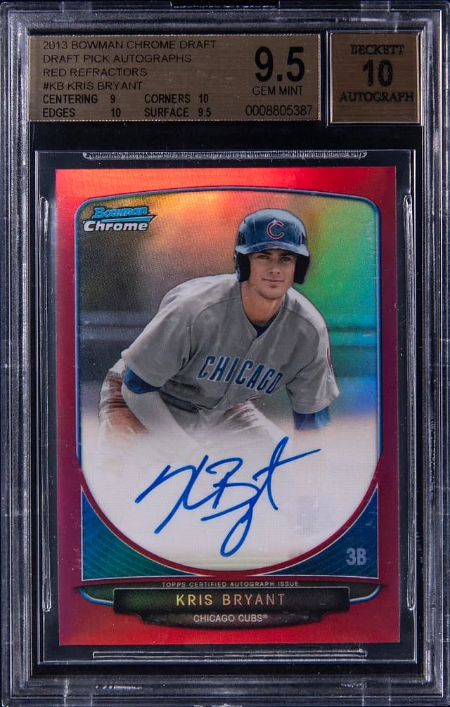 2013 Bowman Chrome Draft Kris Bryant Pick Autographs Red Refractor #BCA-KB card image