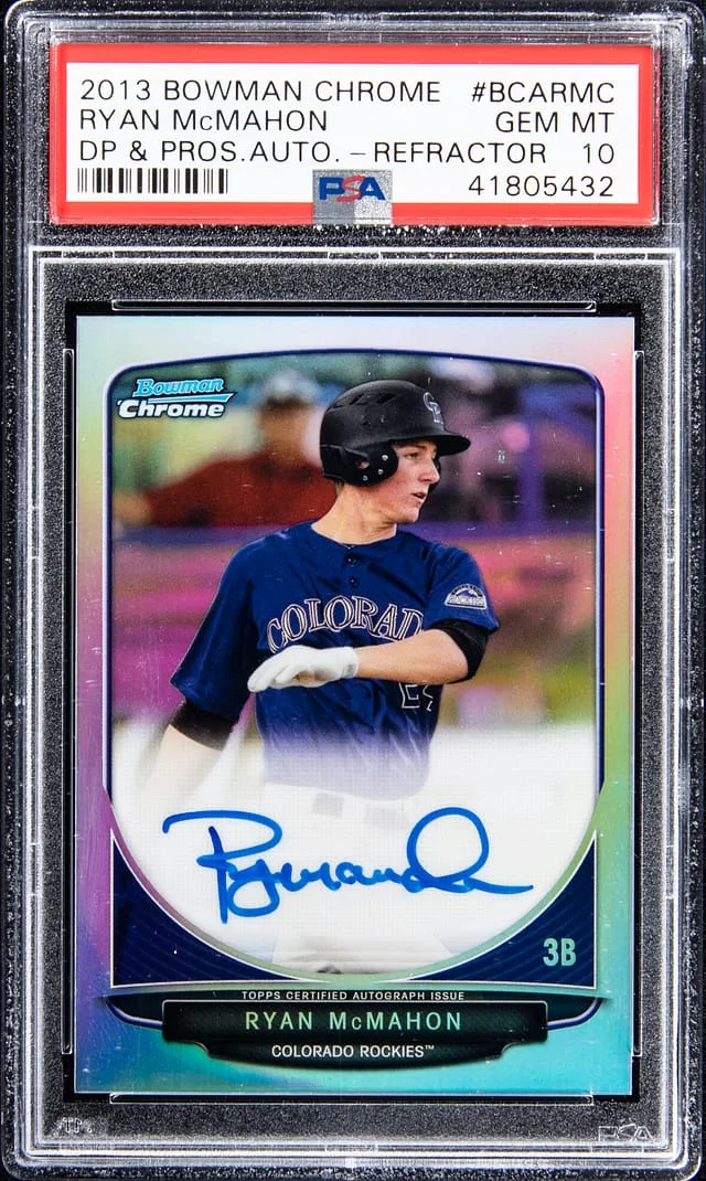 2013 Bowman Chrome Draft Ryan McMahon Picks and Prospects Autographs Refractor #BCARMC card image