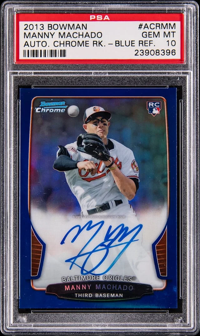 2013 Bowman Chrome Manny Machado Autograph Blue Refractor #ACR-MM card image