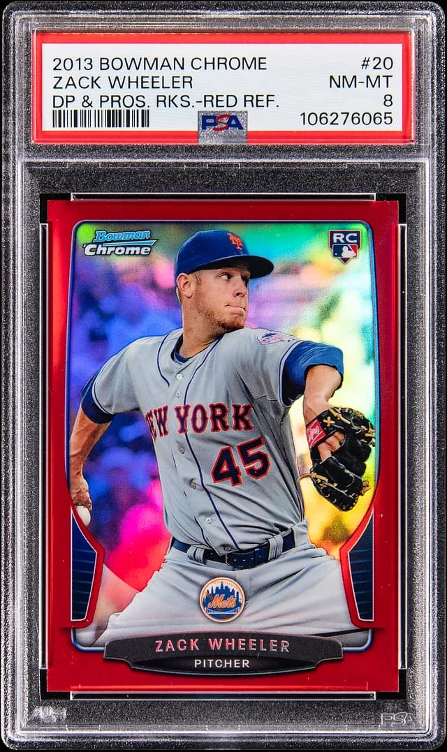 2013 Bowman Chrome Zack Wheeler Picks & Prospects Rookies Red Refractor #20 card image