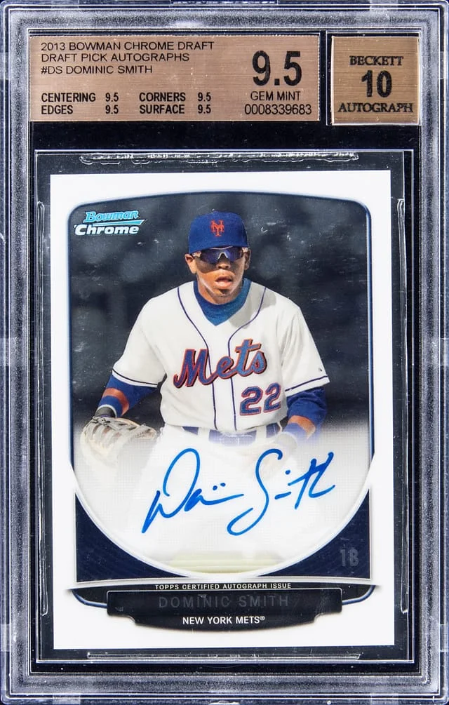 2013 Bowman Draft Dominic Smith Chrome Draft Pick Autograph #BCA-DS card image