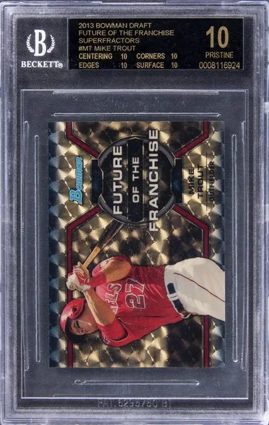 2013 Bowman Draft Mike Trout Future Of The Franchise Superfractors #MT card image