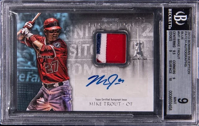2013 Bowman Mike Trout Inception Patch Autographs Blue #APA-MT card image