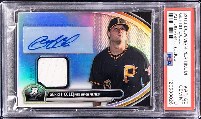 2013 Bowman Platinum Gerrit Cole Autograph Relics #AR-GC card image