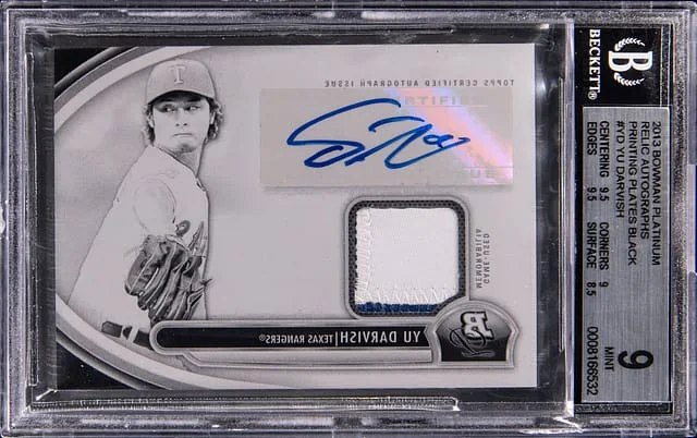 2013 Bowman Platinum Yu Dravish Relic Autographs Printing Plates Black #AR-YD card image