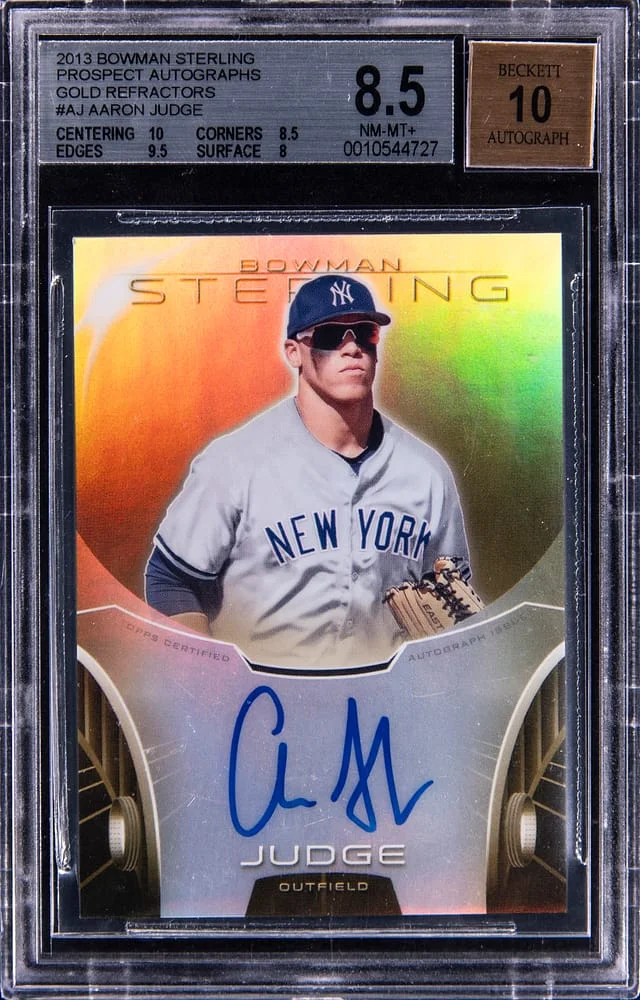 2013 Bowman Sterling Aaron Judge Prospect Autograph Ruby Refractor #BSAP-AJ card image