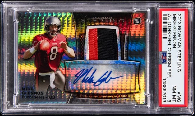 2013 Bowman Sterling Mike Glennon Autograph Relic Prism Refractor #BSAR-MG card image