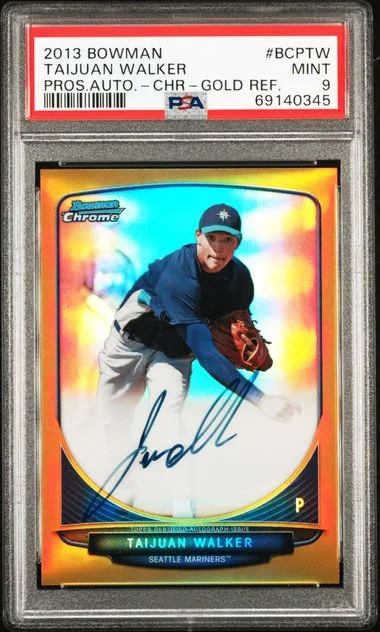 2013 Bowman Taijuan Walker Prospect Autograph Chrome Gold Refractor #BCP-TW card image