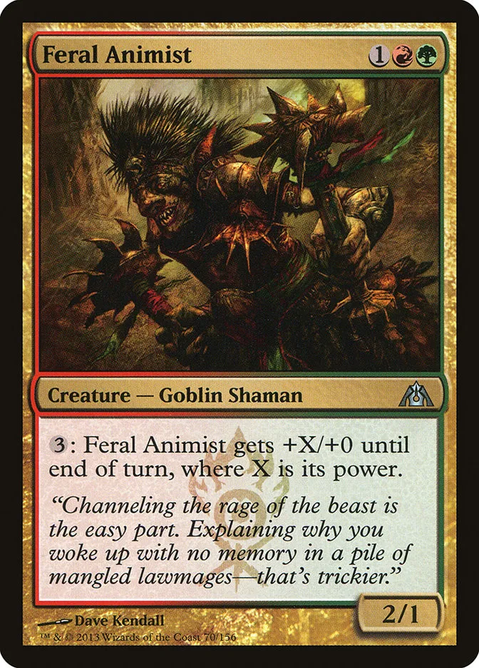 2013 Dragon's Maze Feral Animist uncommon #70 unlisted card image