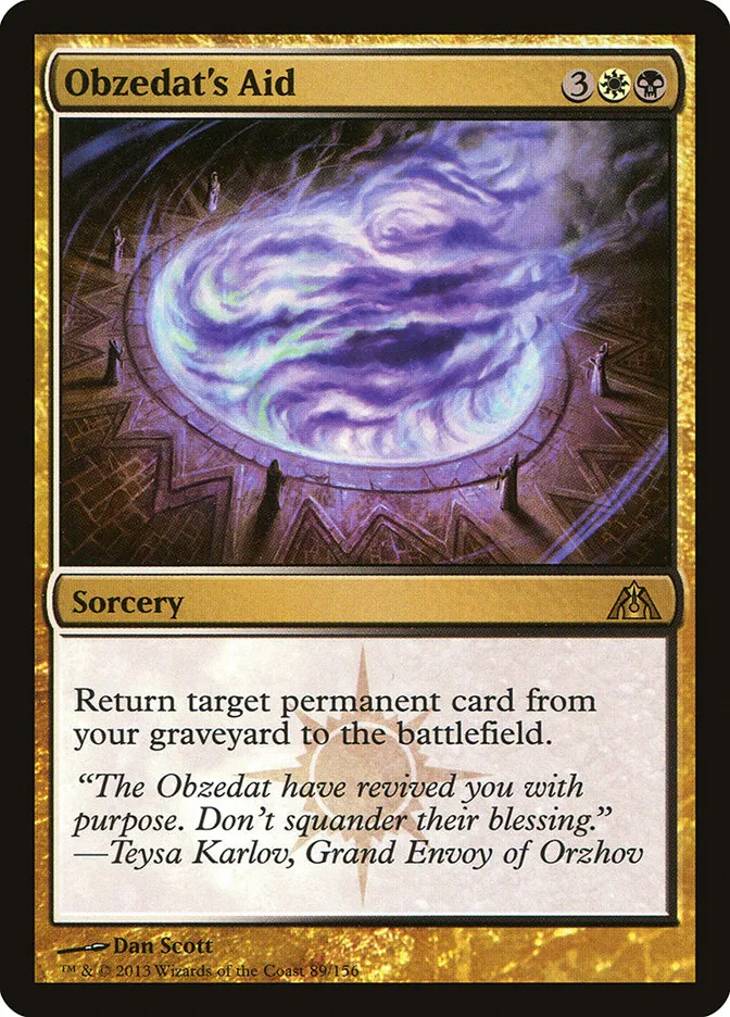 2013 Dragon's Maze Obzedat's Aid rare #89 unlisted card image