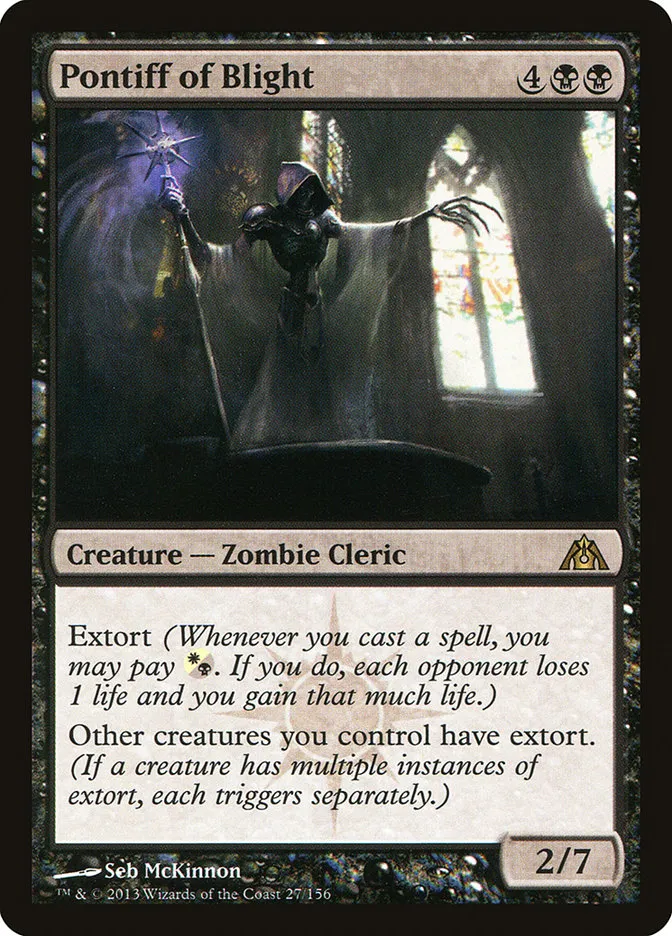 2013 Dragon's Maze Pontiff of Blight rare #27 unlisted card image