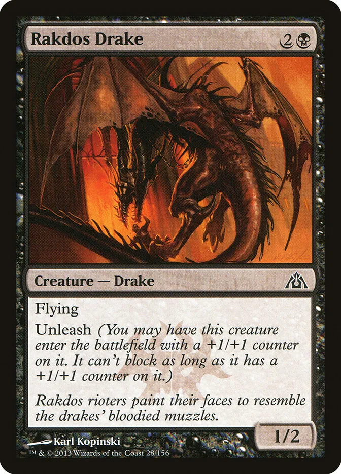 2013 Dragon's Maze Rakdos Drake common #28 unlisted card image