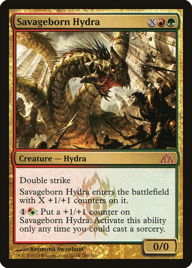 2013 Dragon's Maze Savageborn Hydra mythic #100 unlisted card image
